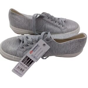 Superga 2750 Jersey Sneaker Womens 8 Grey New Low Top Lace Up Casual Shoes